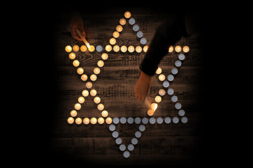 Memorial candles in the shape of star of david